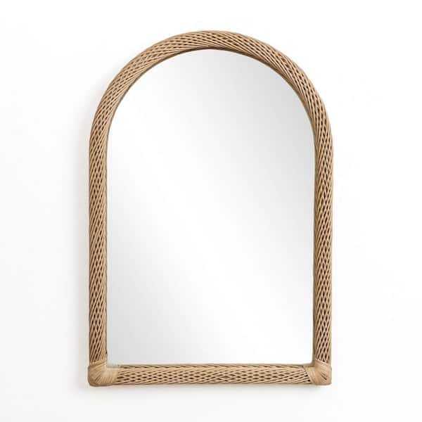 23.62 in. W x 35.43 in. H Bamboo Frame Arch Rectangle Accent and Vanity Wall Mirror
