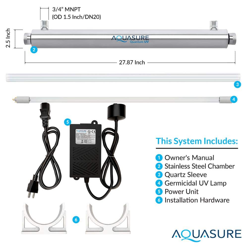 Aquasure 8 GPM UV-C Water Sterilizer System with Siliphos Pre-Filter