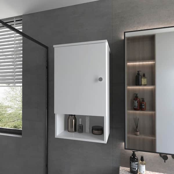 16.2 in. W x 28.6 in. H Rectangular White Melamine Surface Mount Medicine Cabinet without Mirror
