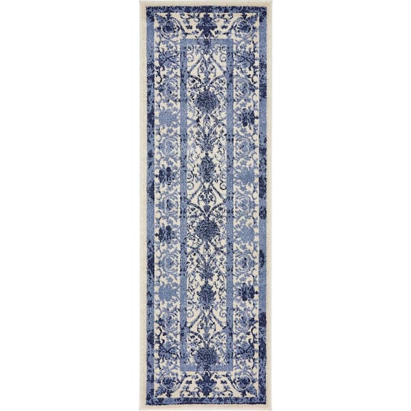 Unique Loom La Jolla Traditional Blue 2' 0 x 6' 0 Runner Rug