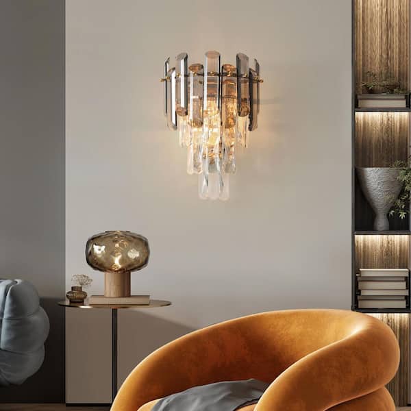OUKANING 2-Light Gold Modern Decorative Wall Sconce Bedside Light