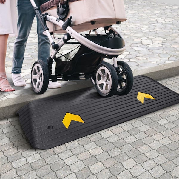Rubber Threshold Ramp, 2 in. Rise Threshold Ramp Doorway, Recycled Power Threshold Ramp Rated 33069 lbs. Load Capacity