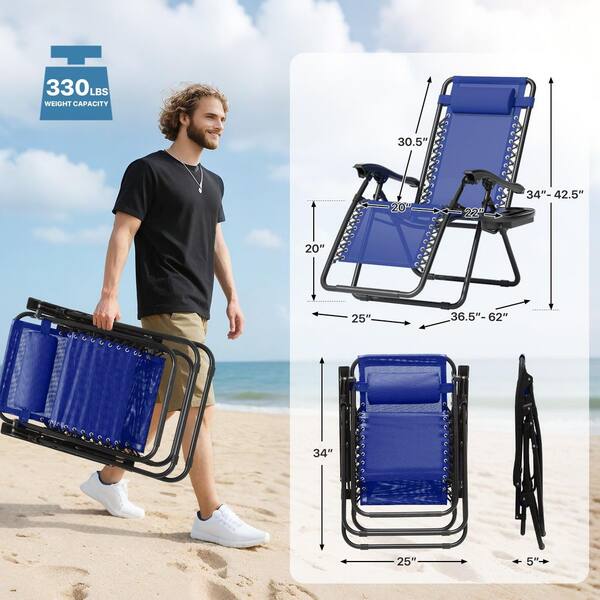 MoNiBloom Patio Lounge Foldable Zero Gravity Chair with Cup