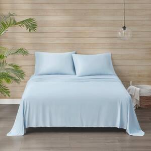 Tencel Polyester Blend 4-Piece Blue Queen Sheet Set