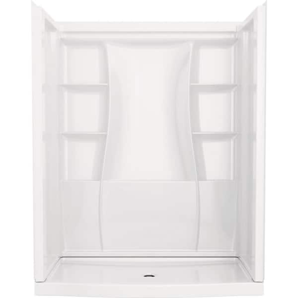Classic 500 Curve 32 in. L x 60 in. W x 72 in. H 4-Pieces Alcove Shower Kit with Shower Wall and Shower Pan in White