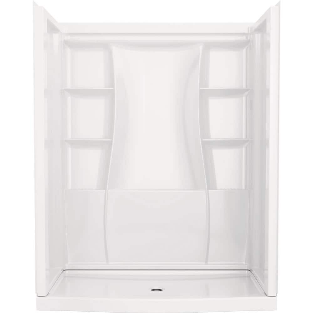 Classic 500 Curve 32 in. L x 60 in. W x 72 in. H 4-Pieces Alcove Shower Kit with Shower Wall and Shower Pan in White -  Delta, BVS2-C51603-WH