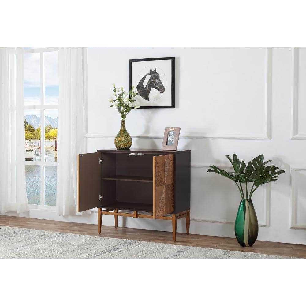Labardi 36" Brown and Antique Gold Accent Cabinet