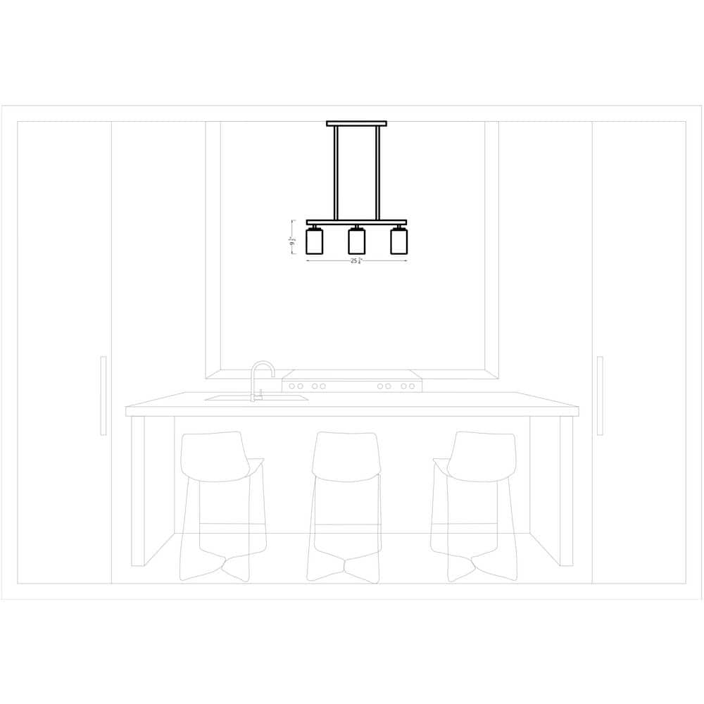 Oslo Brushed Nickel 3-Light Island Pendant with Opal Etched Glass