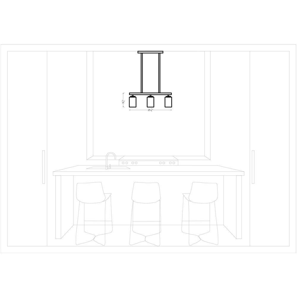 Brushed Nickel 3-Light LED Island Pendant with Glass Shade
