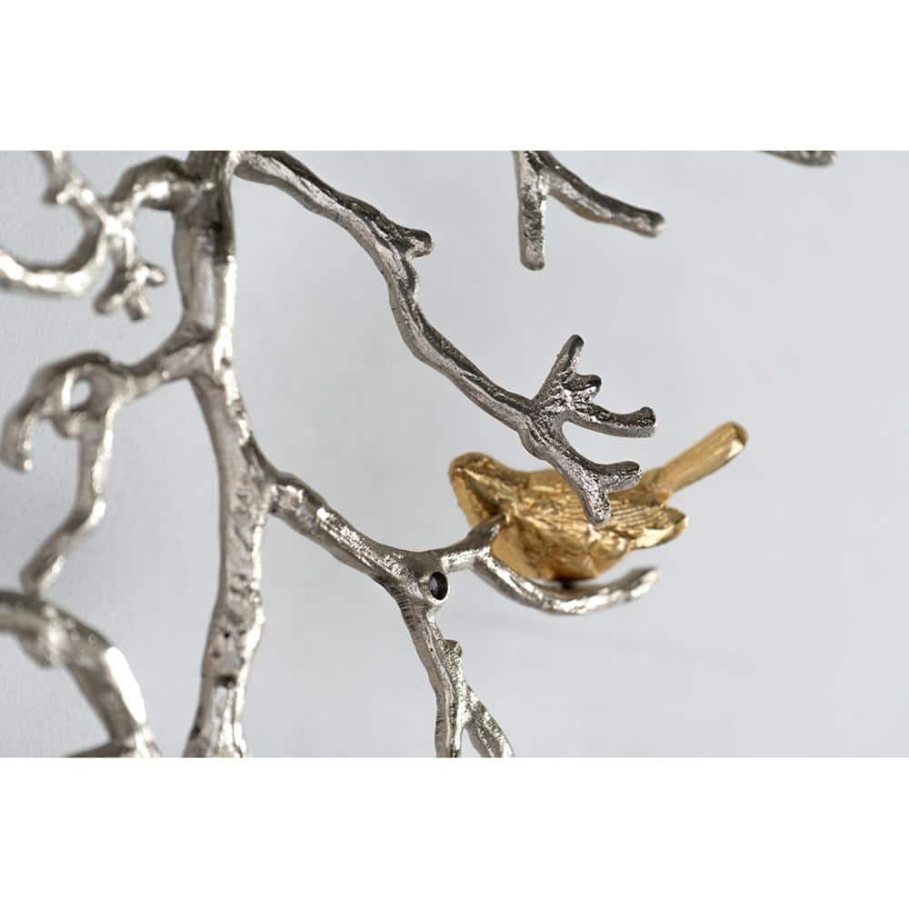 Silver Branch Wall Sculpture with Gold Birds