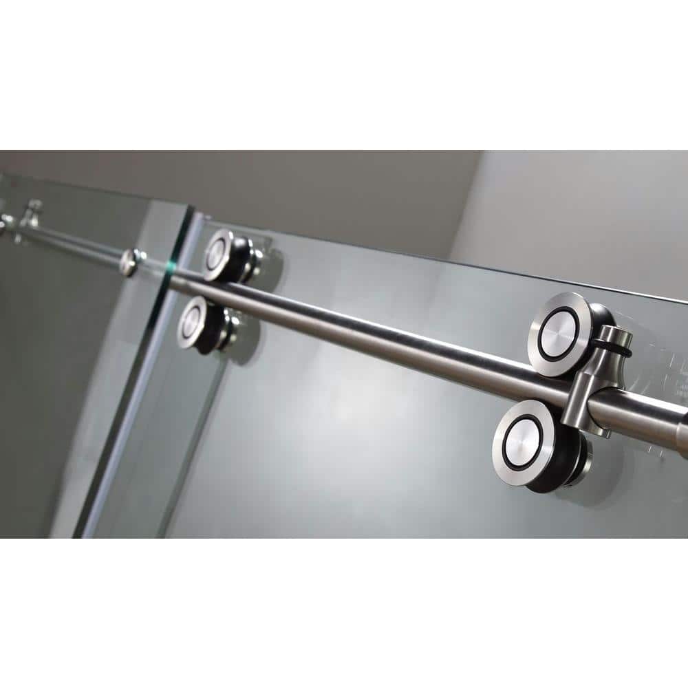 Langham 72" Frameless Clear Glass Sliding Shower Door with Stainless Steel Hardware