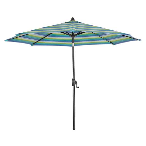 ULAX FURNITURE 9 ft. Aluminum Sunbrella Market Patio Umbrella in Seville Seaside