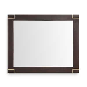 Moontide Smoked Ash and Gold 33 in. W x 46 in. H Modern Rectangle Rectangle Wood Framed Mirror