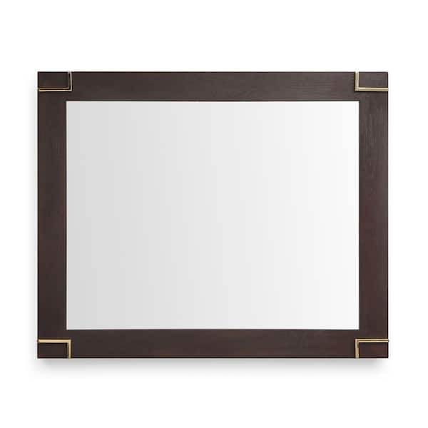 MR MODREST Moontide Smoked Ash and Gold 33 in. W x 46 in. H Modern Rectangle Rectangle Wood Framed Mirror