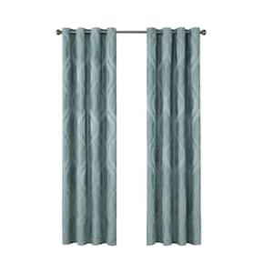 Caprese ThermaLayer Spa Geometric Pattern Polyester 52 in. W x 108 in. L Blackout Single Grommet Top Curtain Panel