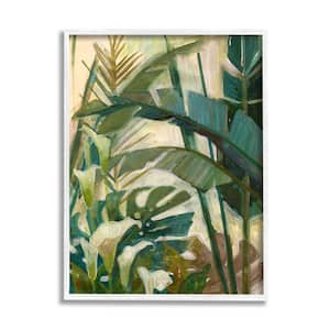 Tropical Jungle Plant Leaves Design by Elaine Vollherbst-Lane Framed Nature Art Print 14 in. x 11 in.