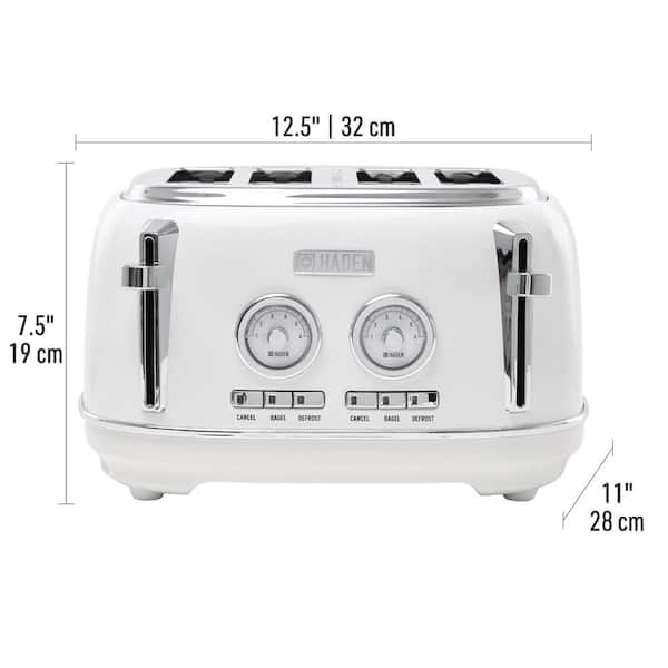 HADEN Dorset 1500-Watt 4-Slice Ivory White Wide Slot Retro