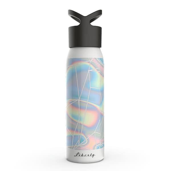 Liberty 24 oz. Iridescent Fog Gray Reusable Single Wall ALuminum Water Bottle with Threaded Lid