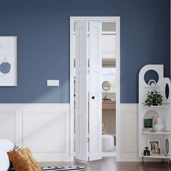 24 in. x 80 in. 3-Lite Panel White Finshed Solid Core Wood Interior Bi-Fold Door with Hardware