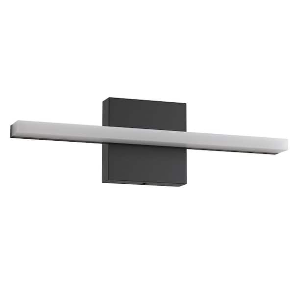 24 in. 1-Light 15W Black Integrated LED Vanity Light, Acrylic Bathroom Wall Sconce for Mirror and Makeup Lighting