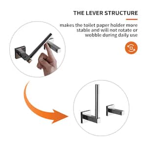 Wall Mounted Toilet Paper Holder Double Post Pivoting Square Tissue Holders Roll Hangers Stand Modern in Polished Chrome