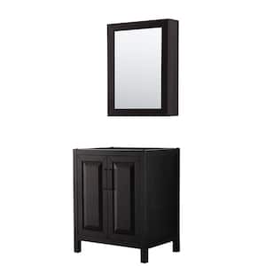 Daria 29 in. W x 21.5 in. D x 35 in. H Single Bath Vanity Cabinet without Top in Dark Espresso with Med Cab Mirror