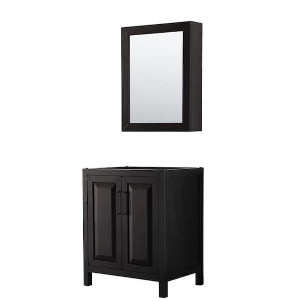 Wyndham Collection Daria 29 in. W x 21.5 in. D x 35 in. H Single Bath Vanity Cabinet without Top in Dark Espresso with Med Cab Mirror