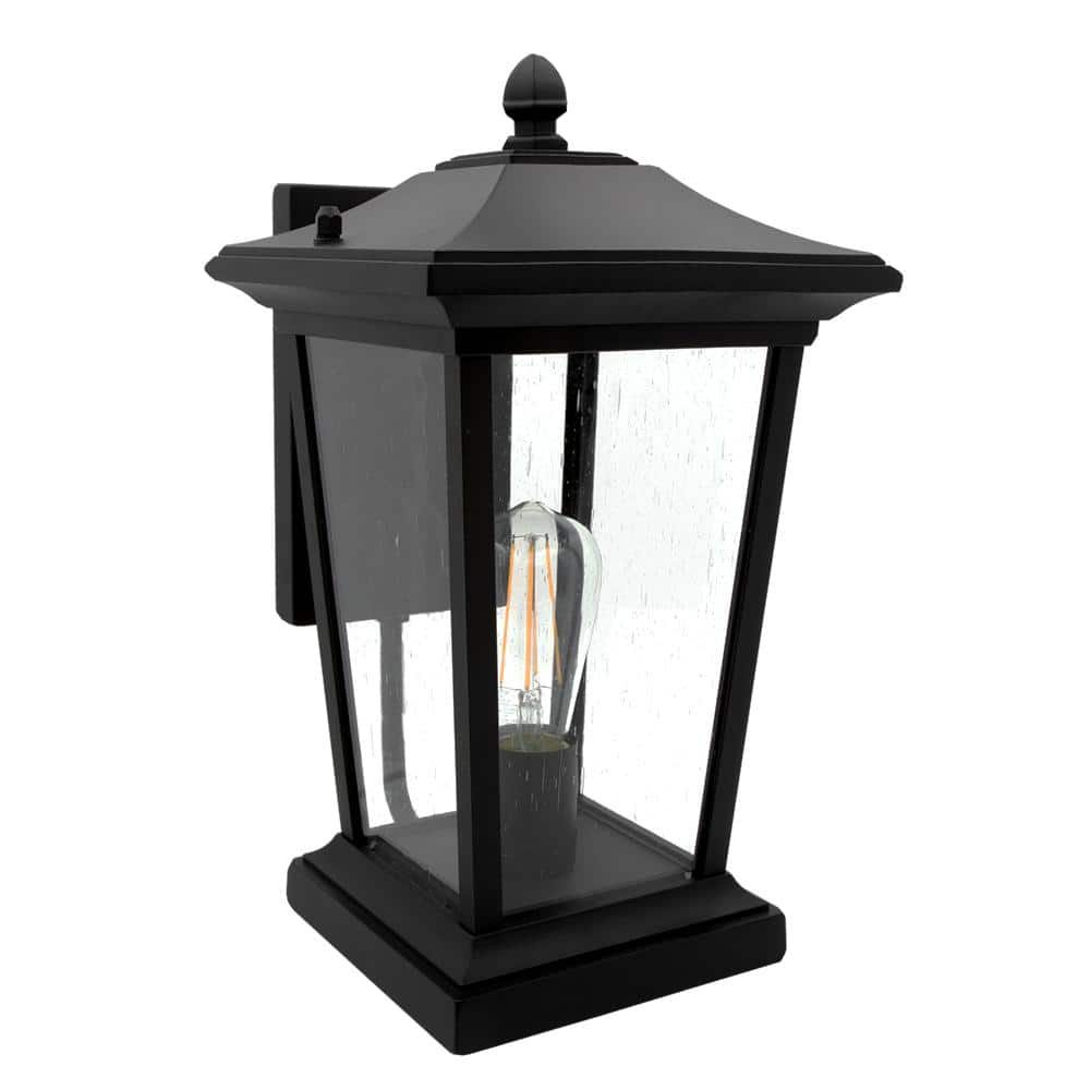 1-Light Black LED Outdoor Wall Lantern Sconce with Seeded Glass price history on PriceWatchPro
