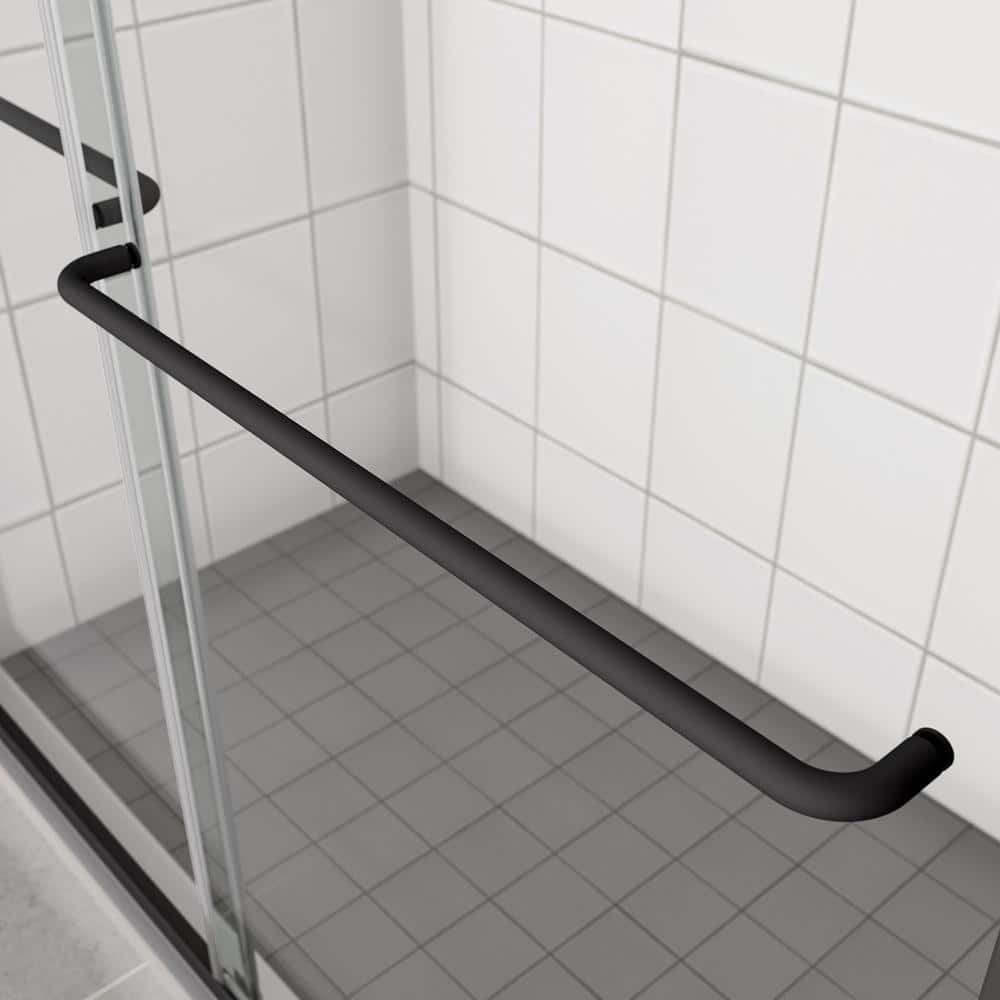 Matte Black Framed Sliding Shower Door with Clear Tempered Glass