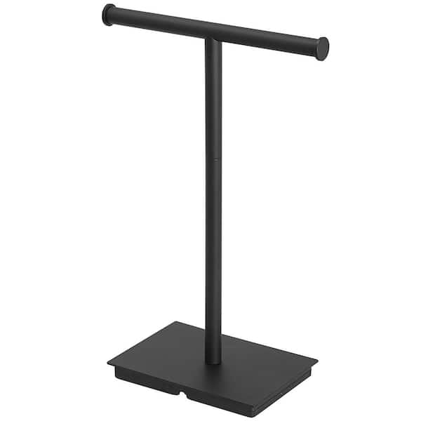 BWE Freestanding Tower Bar With Steady T-Shape Towel Rack For Bathroom Kitchen Vanity Countertop in Matte Black