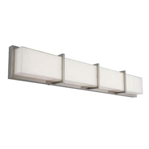 Subway 35 in. 4-Light Stainless Steel Modern Integrated LED Vanity Light Bar for Bathroom