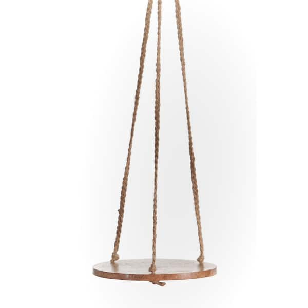 10 in. Hanging Wooden Round - Jute