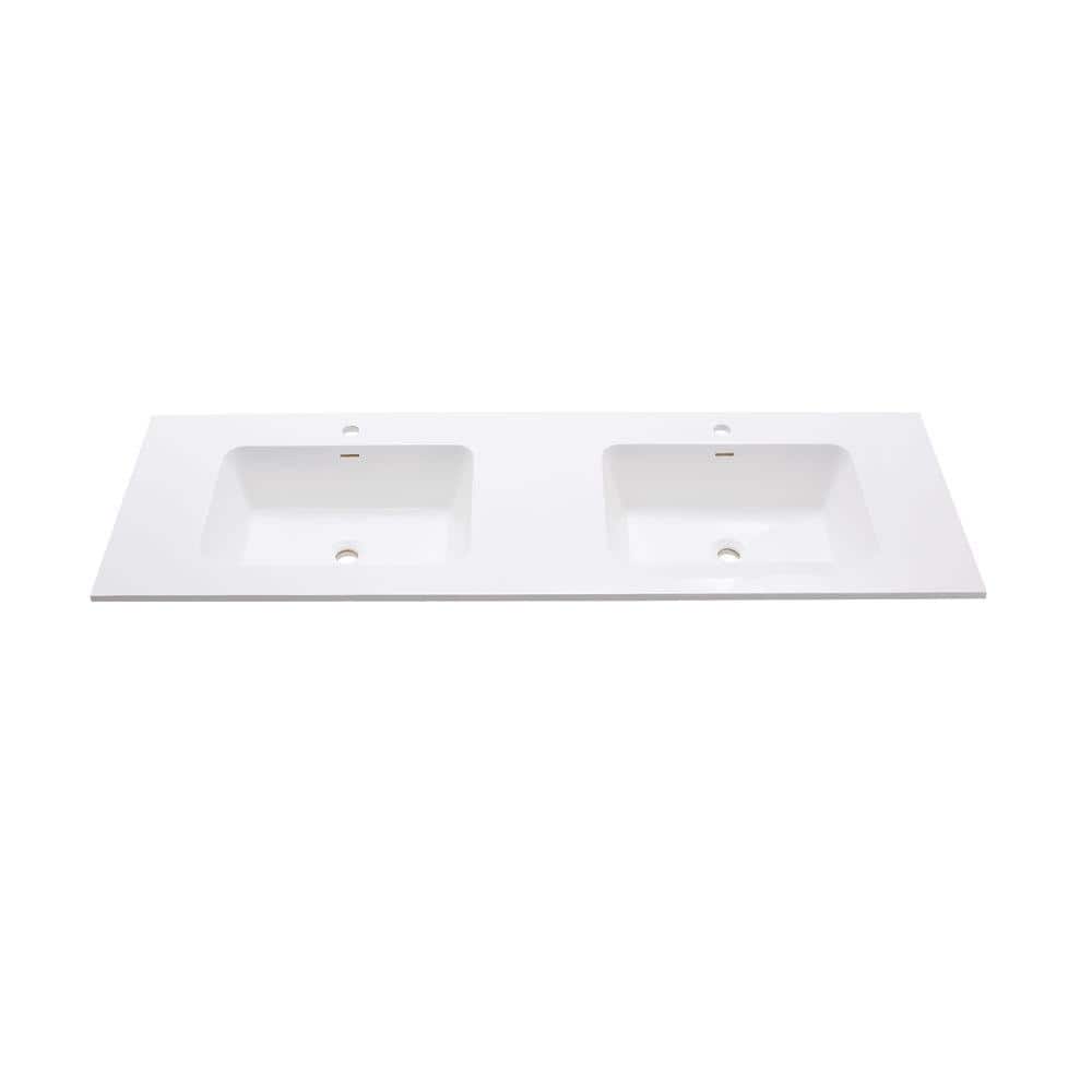 Avanity Versastone 63 In Double Solid Surface Vanity Top With Basin In White Vut630mt The Home Depot