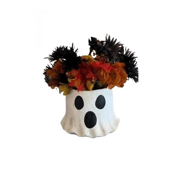 Resin Ghost Bucket Vase, Cute Ghost Decorative Bucket for Christmas Home Kitchen Decor