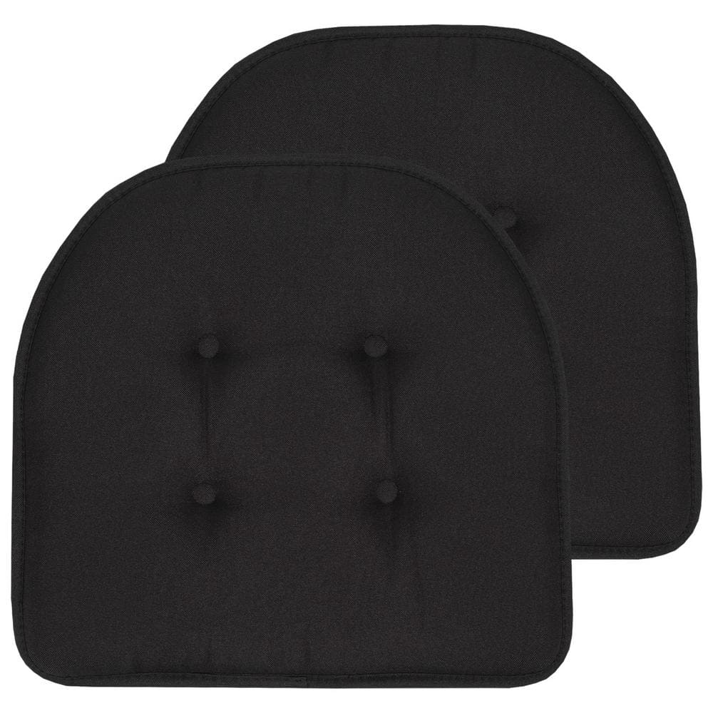 Solid Memory Foam 17 in. x 16 in. U-Shape Non-Slip Indoor/Outdoor Chair Seat Cushion, Black (2-Pack) price history on PriceWatchPro