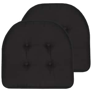 Solid Memory Foam 17 in. x 16 in. U-Shape Non-Slip Indoor/Outdoor Chair Seat Cushion, Black (2-Pack)