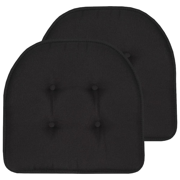 Sweet Home Collection Solid Memory Foam 17 in. x 16 in. U-Shape Non-Slip Indoor/Outdoor Chair Seat Cushion, Black (2-Pack)