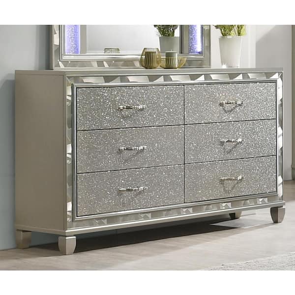 NEW CLASSIC HOME FURNISHINGS New Classic Furniture Radiance Silver 6-Drawer 65 in. Dresser