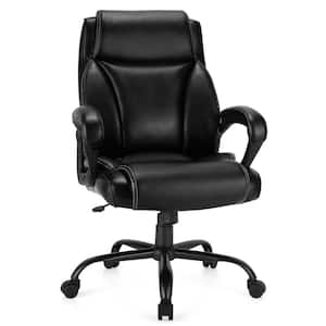 Black 400 lbs. Big and Tall Leather Office Chair Adjustable High Back Task Chair