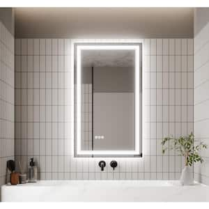 24 in. W x 40 in. H Rectangular Frameless Anti-Fog Wall Dimmable Backlit Dual LED Bathroom Vanity Mirror in Silver