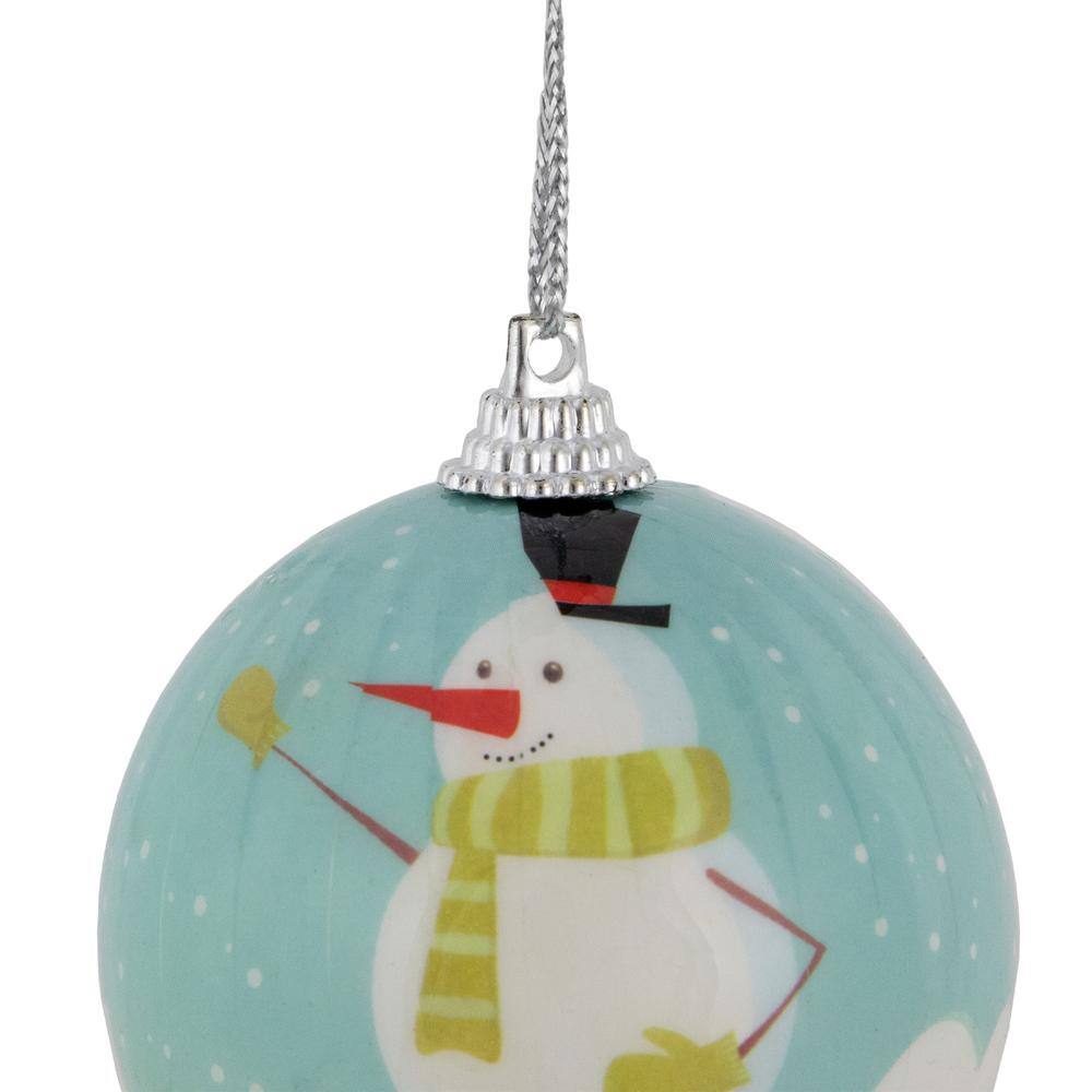 Snowmen 'Happy Holidays' Decoupage Plastic Christmas Ball Ornament Set