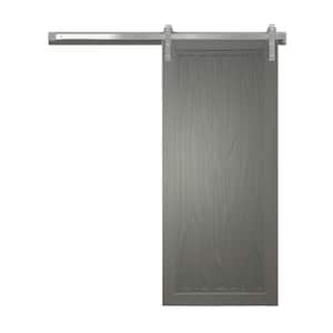 30 in. x 84 in. Howl at the Moon Dove Wood Sliding Barn Door with Hardware Kit in Stainless Steel