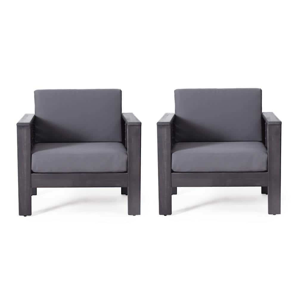 Lithonia Dark Gray Acacia Wood Lounge Chair with Cushions