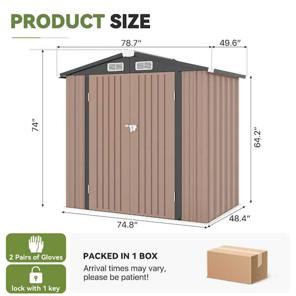Sizzim 6 ft. W x 4 ft. D Metal Storage Shed for Garden and