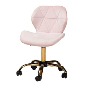 Savara Blush Pink and Gold Velvet Fabric Seat Task Chair