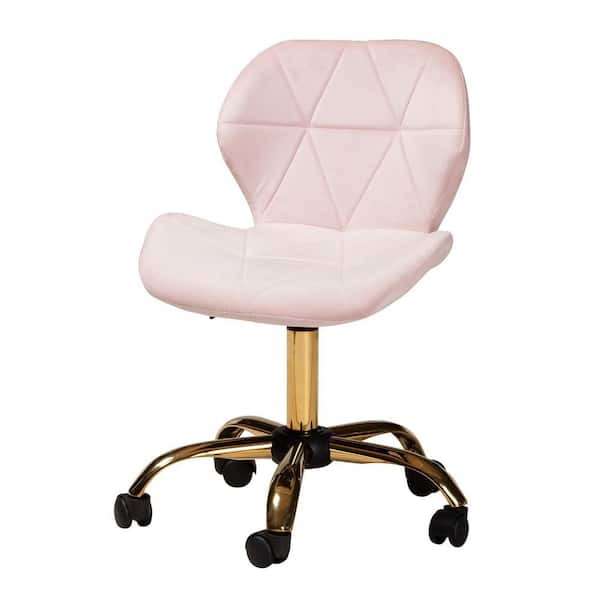 Baxton Studio Savara Blush Pink and Gold Velvet Fabric Seat Task Chair