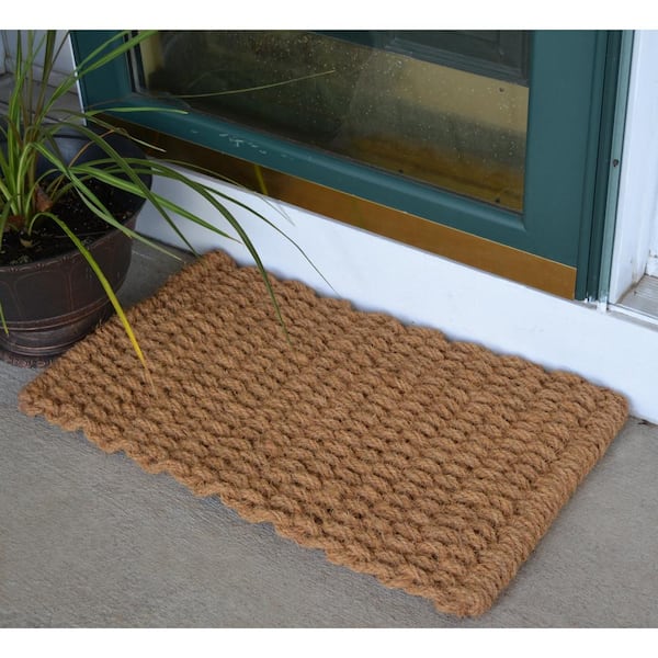 Entryways 30 in. W x 18 in. L Natural Braided Coir Door Mat