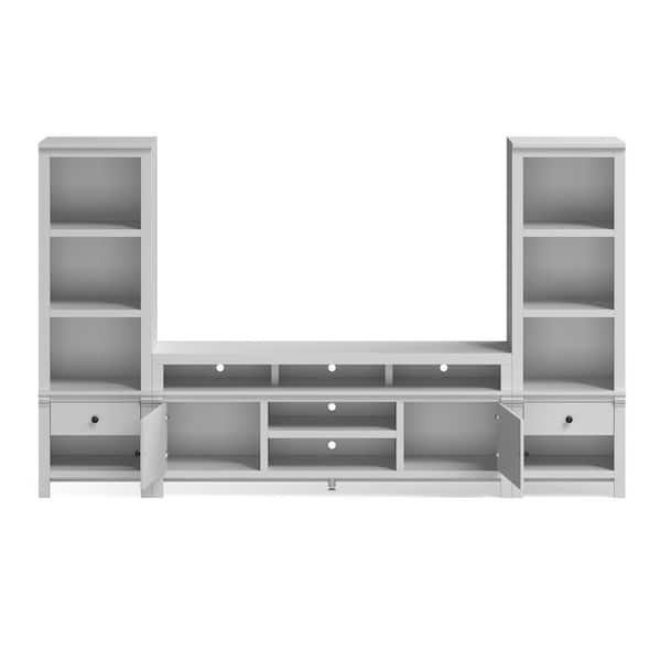 Bridgevine Home Ontario Vegas White TV Stand Fits TV's up to 85 inches