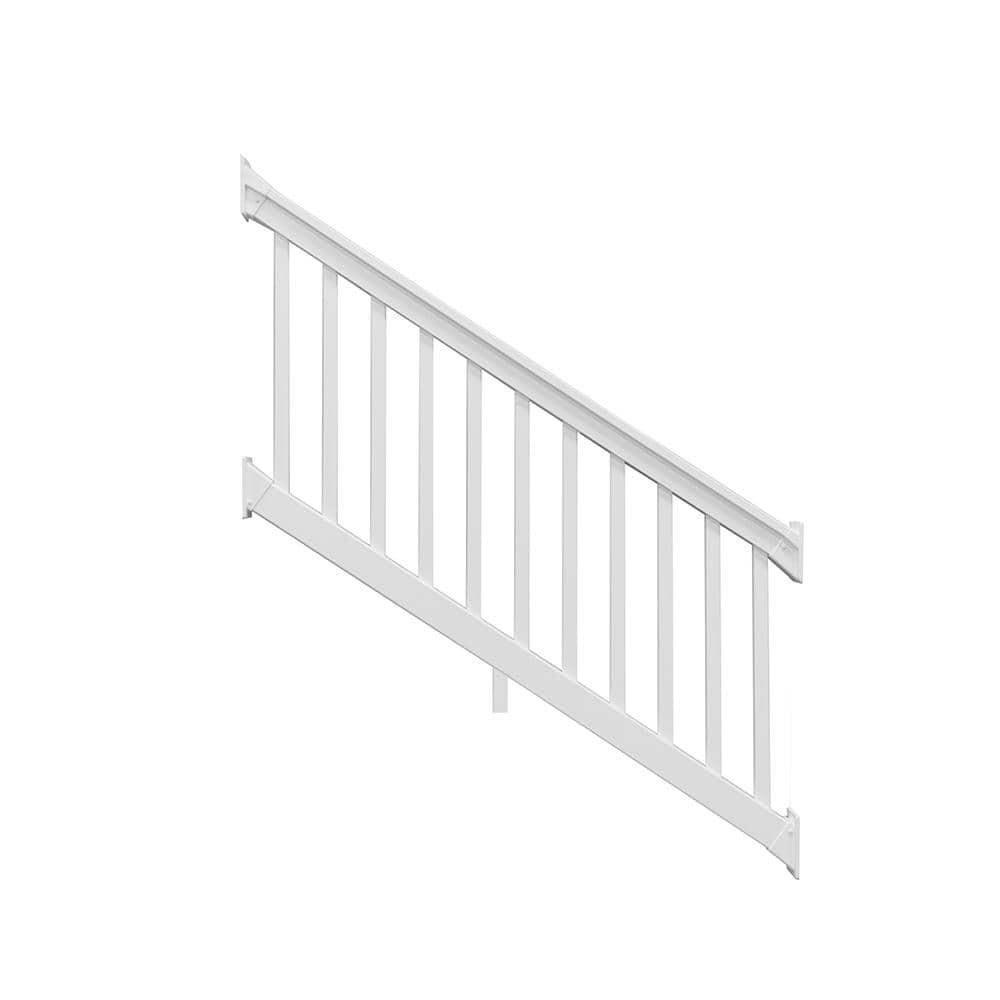 Weatherables Riviera 3.5 Ft. H X 6 Ft. W White Vinyl Stair Railing Kit ...