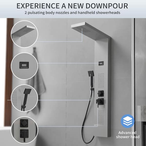 Single Handle 6-Spray Shower Faucet 2.5 Gpm with Adjustable Flow Rate in Black Nickel